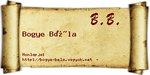 Bogye Béla névjegykártya